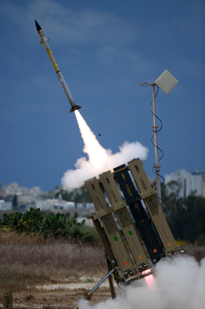 Iron Dome missile defence system in action